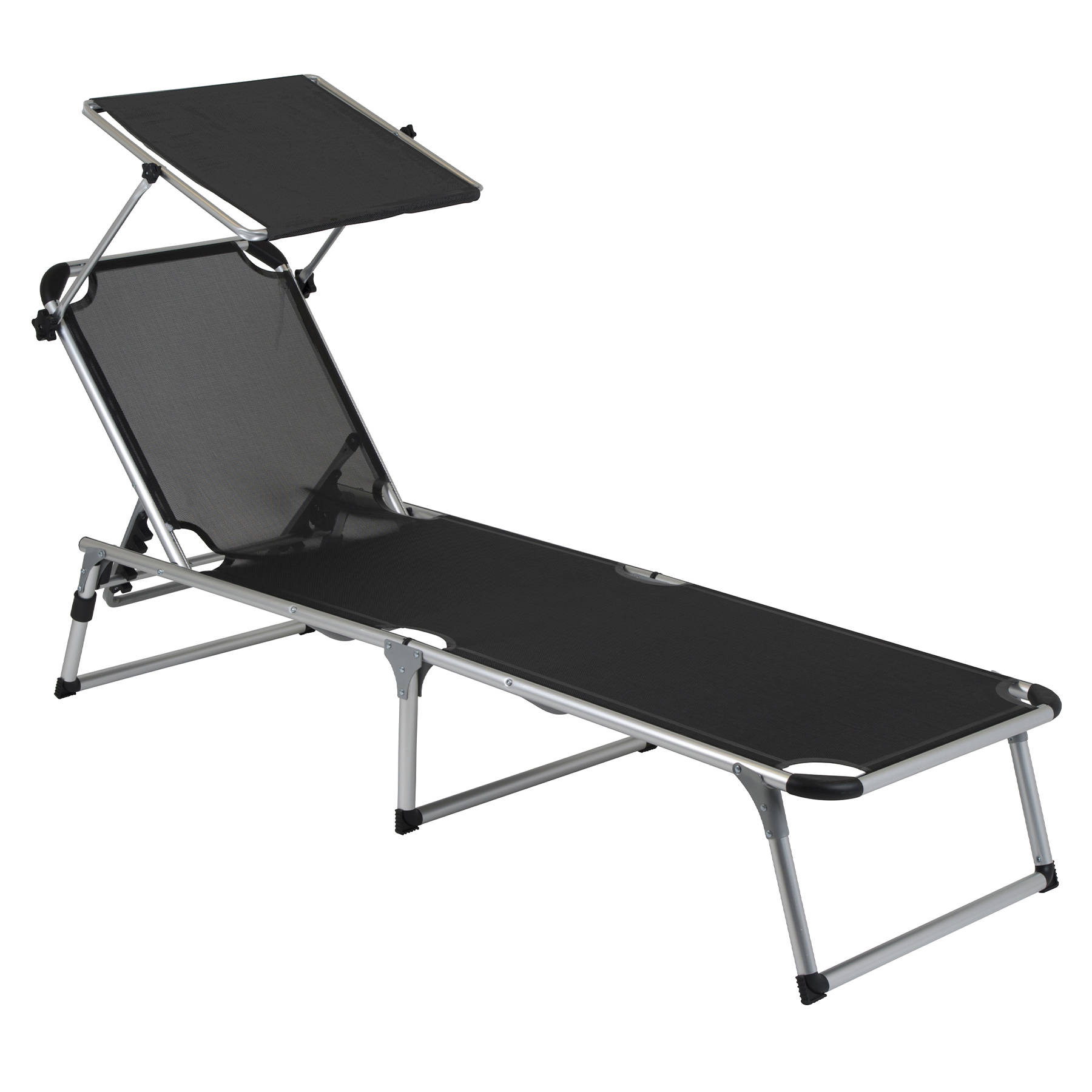 ˳  Bo-Camp Sun lounger With Sunscreen 5 Positions Black (1304460)