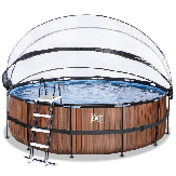Бассейн EXIT круглый с куполом 450х122 см + тепловой насос + песочный фильтр "дерево" 30.67.15.10