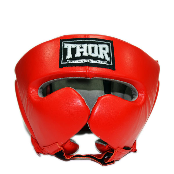 Шлем для бокса THOR 716 L /Кожа / красный