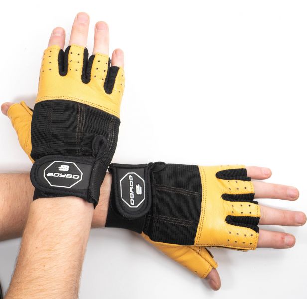 Перчатки для фитнеса BoyBo X-ENERGY (нат.кожа), желтые S